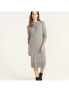J. CREW Merino Wool Collared Midi Dress Gray XS